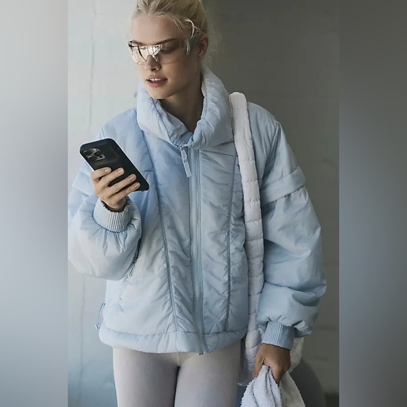 NWT FREE PEOPLE MOVEMENT Penelope Packable Puffer Jacket | Ice Grey MSRP $198 - Picture 2 of 12